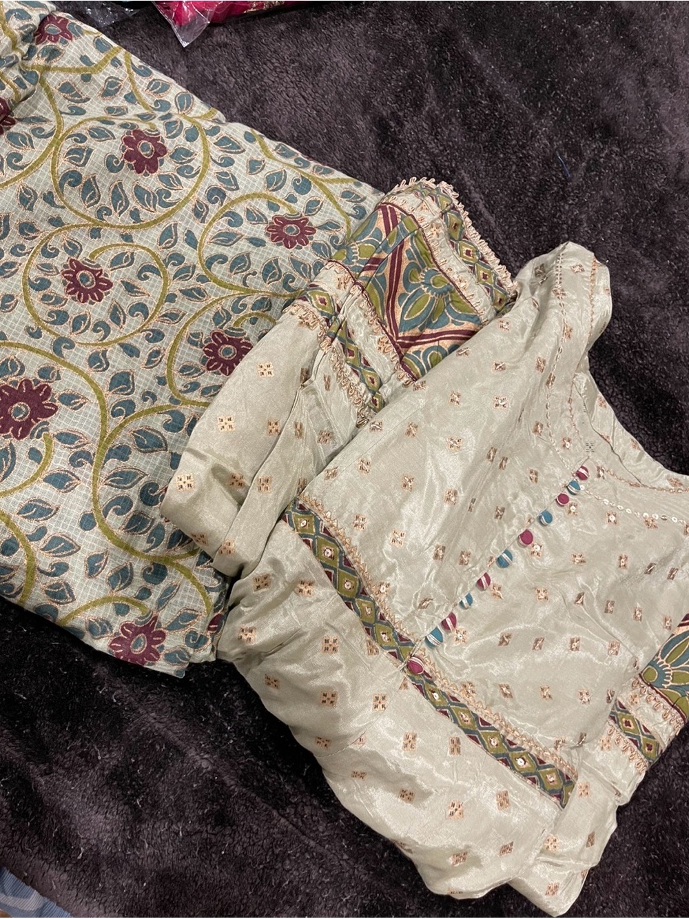Embroidered Sage Green Ethnic Kurta with Duppatta